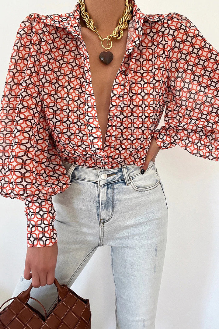 Drune | Blumenbluse mit Puffärmeln für Damen