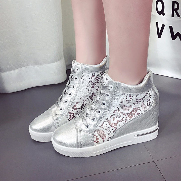 Damen High-Top Sneakers mit eleganter Spitzen-Verzierung und gepolsterter Innensohle Drune