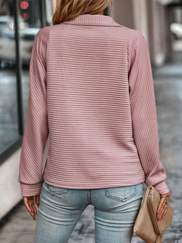 Drune - Einfarbiges Pullover-Top mit V-Ausschnitt