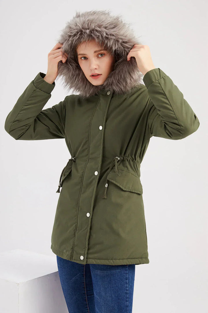 Drune | Baumwolle Kunstpelz Kapuzenparka Jacke Lässige Passform Jacke