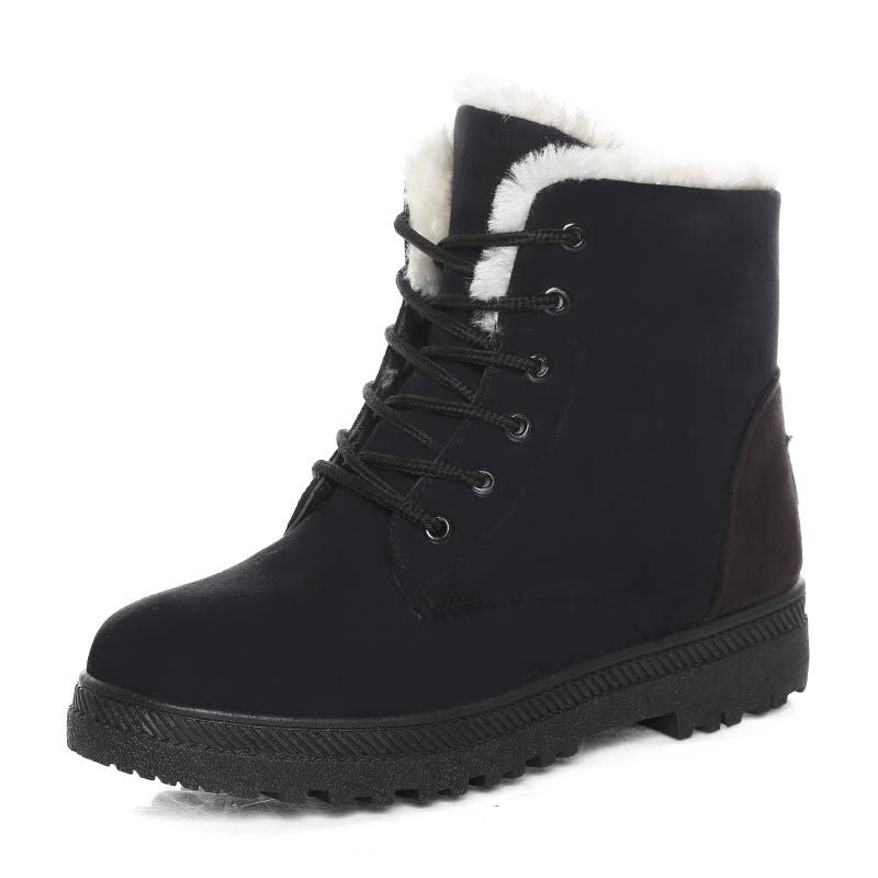 Drune | Winter Stiefeletten Damen – Gefütterte Stiefel mit flacher Sohle und Schnürung