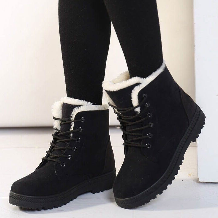 Drune | Winter Stiefeletten Damen – Gefütterte Stiefel mit flacher Sohle und Schnürung