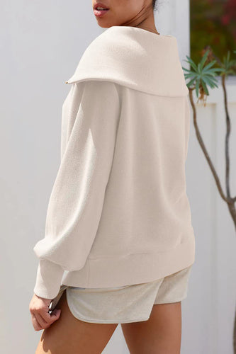 Drune | Eleganter Damen-Pullover mit Umlegekragen und halbem Reißverschluss