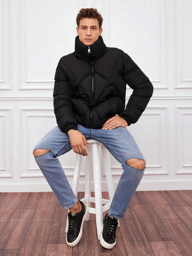 Drune | Gepolsterte Jacke mit Hohem Kragen Reißverschluss Warm und Modern