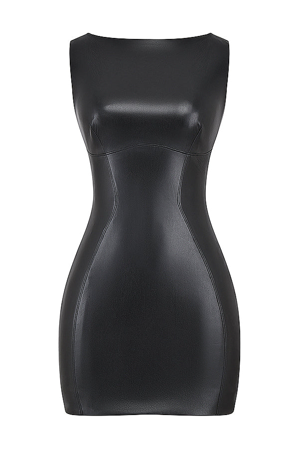 Drune Mini-Lederkleid ohne Ärmel