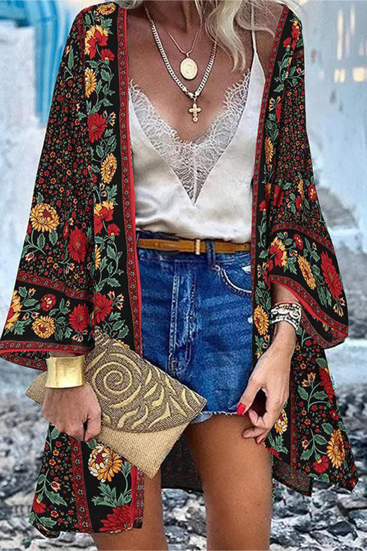Drune | College Print Patchwork Strickjacke Kragen Außenbekleidung
