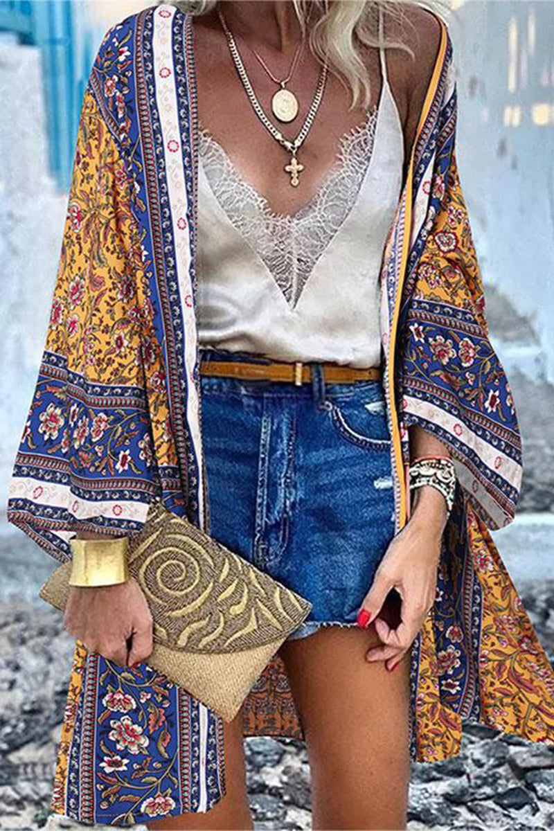Drune | College Print Patchwork Strickjacke Kragen Außenbekleidung