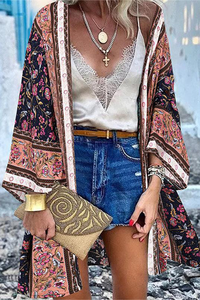 Drune | College Print Patchwork Strickjacke Kragen Außenbekleidung
