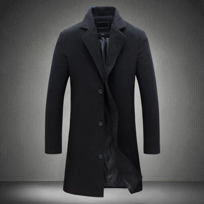 Herren nan schlanker Kurzmantel mit Stehkragen und eleganter Knopfleiste Drune