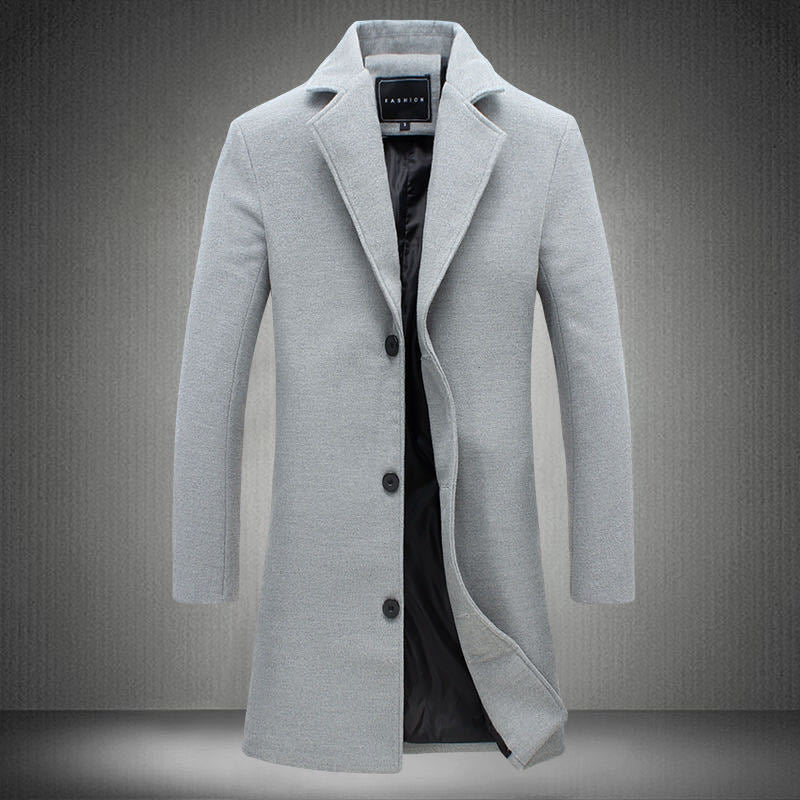 Herren nan schlanker Kurzmantel mit Stehkragen und eleganter Knopfleiste Drune