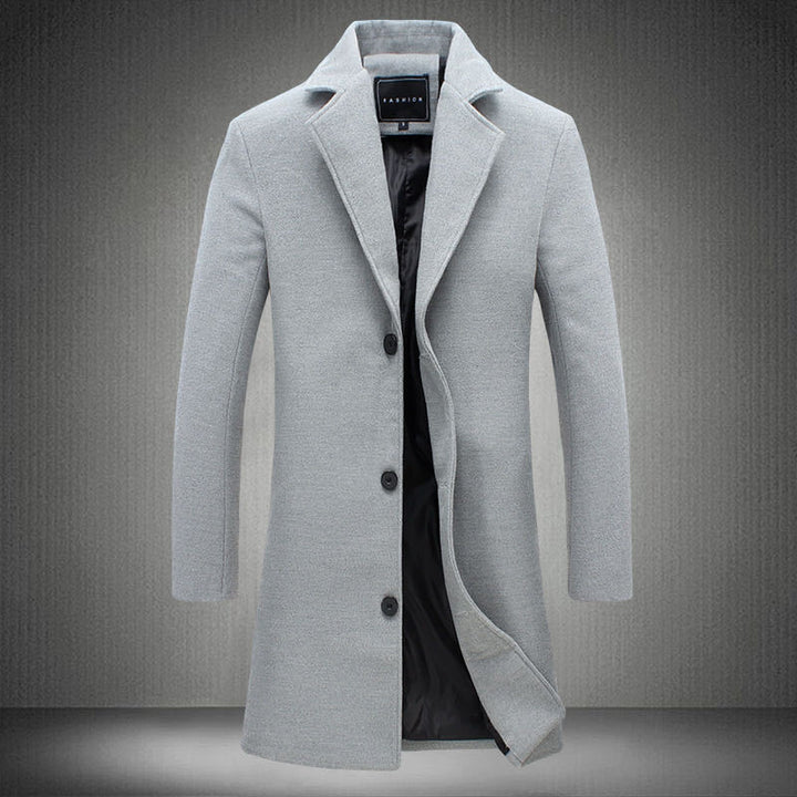 Herren nan schlanker Kurzmantel mit Stehkragen und eleganter Knopfleiste Drune