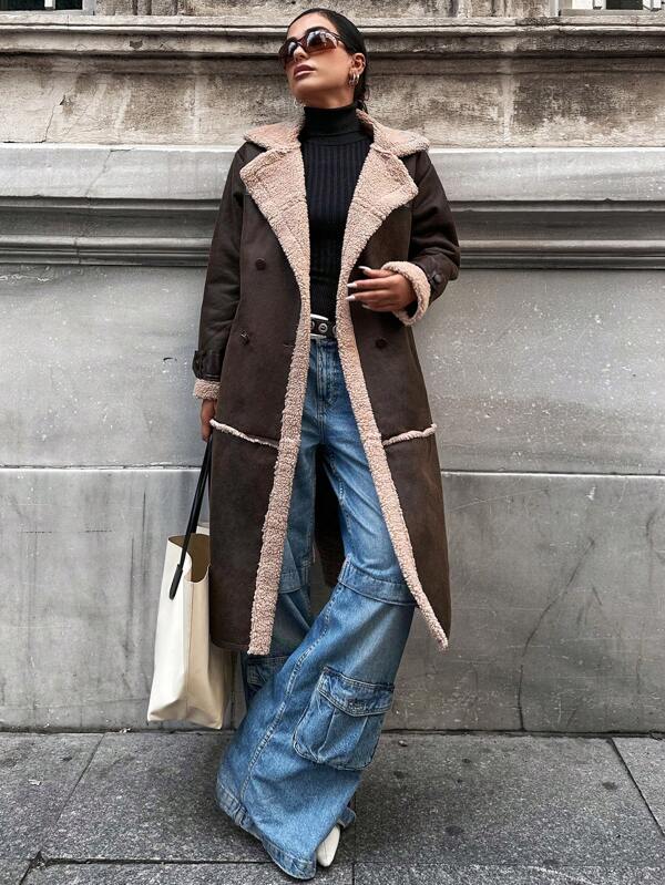 Drune | Plüschgefütterter langer Shearling-Mantel