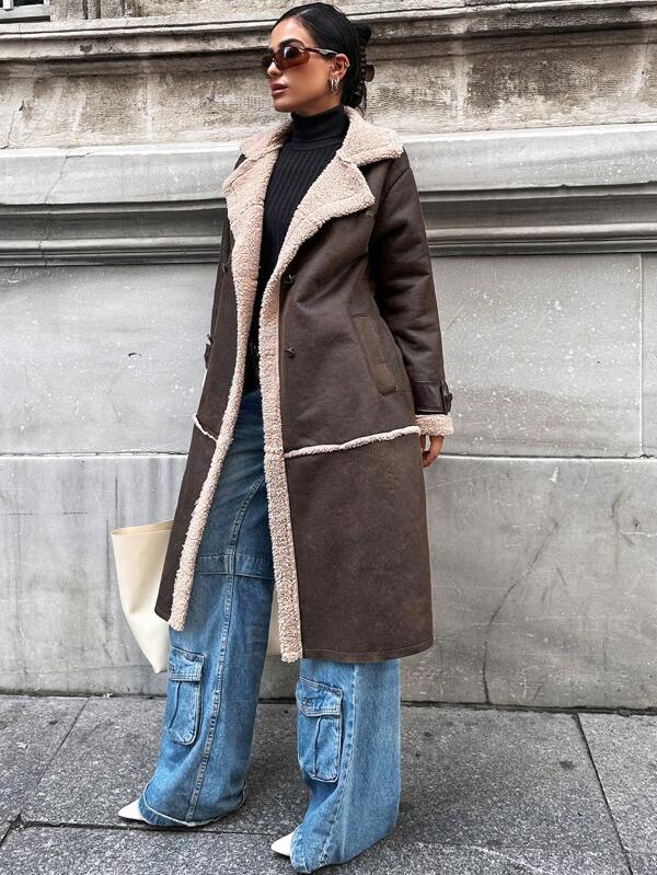Drune | Plüschgefütterter langer Shearling-Mantel