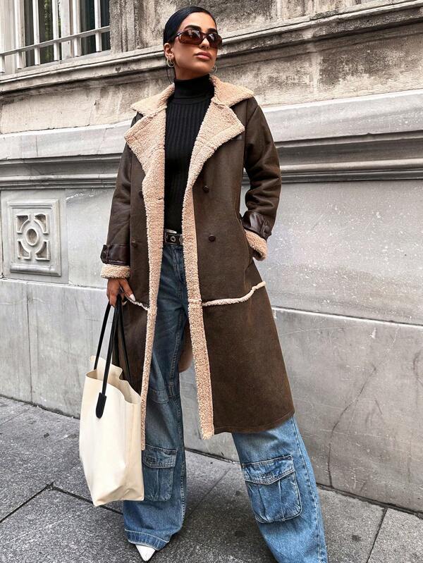Drune | Plüschgefütterter langer Shearling-Mantel