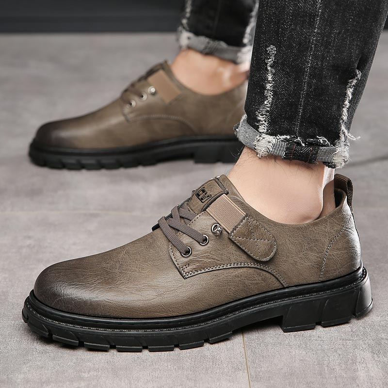 Drune | Schuhe Leder Bequeme Sohle Schnürung Mit Metallösen Runde Zehe