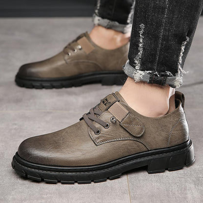 Drune | Schuhe Leder Bequeme Sohle Schnürung Mit Metallösen Runde Zehe