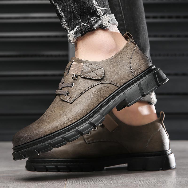 Drune | Schuhe Leder Bequeme Sohle Schnürung Mit Metallösen Runde Zehe