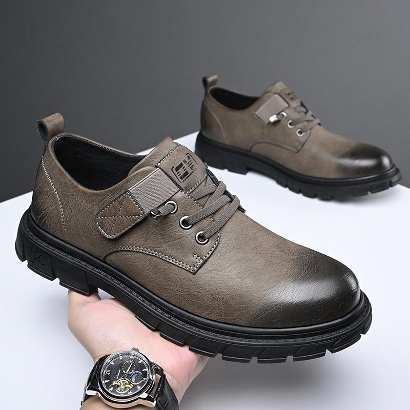 Drune | Schuhe Leder Bequeme Sohle Schnürung Mit Metallösen Runde Zehe