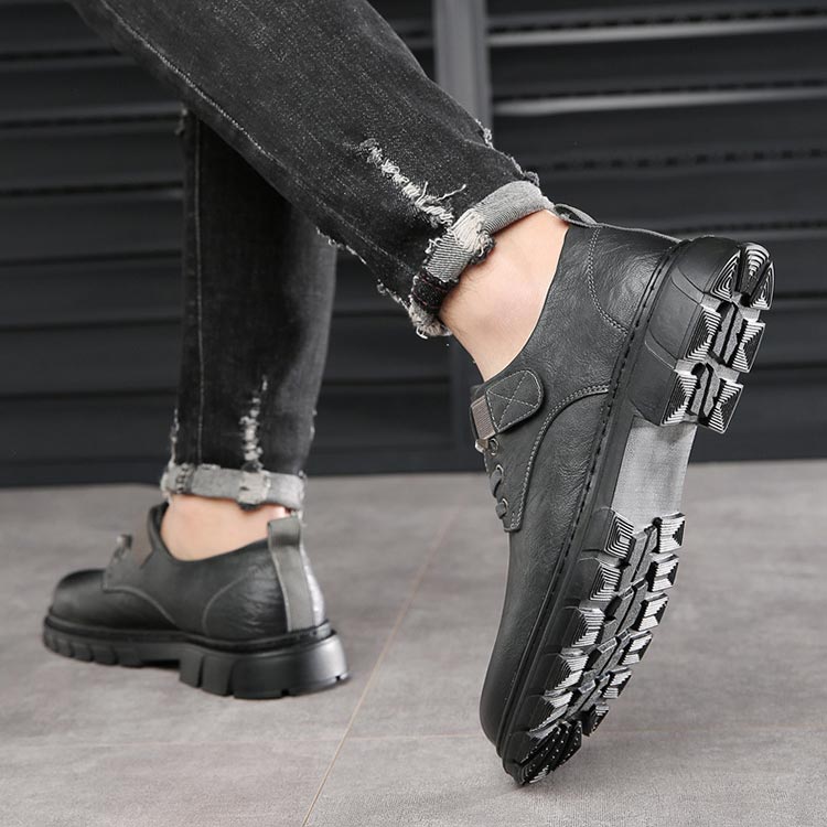 Drune | Schuhe Leder Bequeme Sohle Schnürung Mit Metallösen Runde Zehe