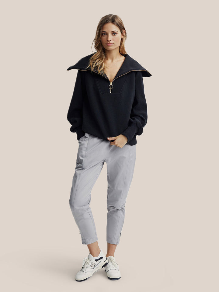 Drune | Half-zip Bluse Baumwolle Modern, Komfortabel