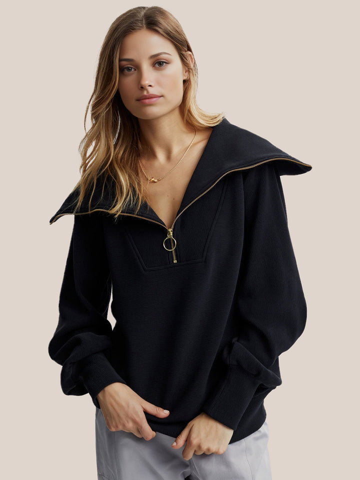 Drune | Half-zip Bluse Baumwolle Modern, Komfortabel
