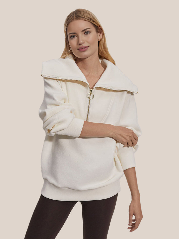Drune | Half-zip Bluse Baumwolle Modern, Komfortabel