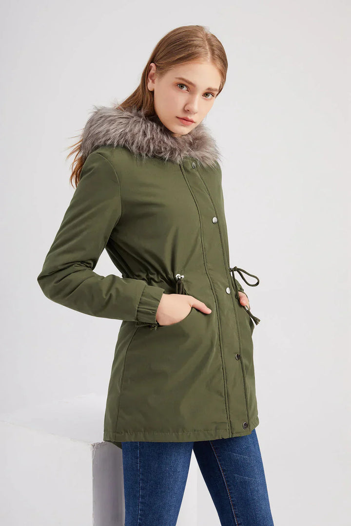 Drune | Baumwolle Kunstpelz Kapuzenparka Jacke Lässige Passform Jacke