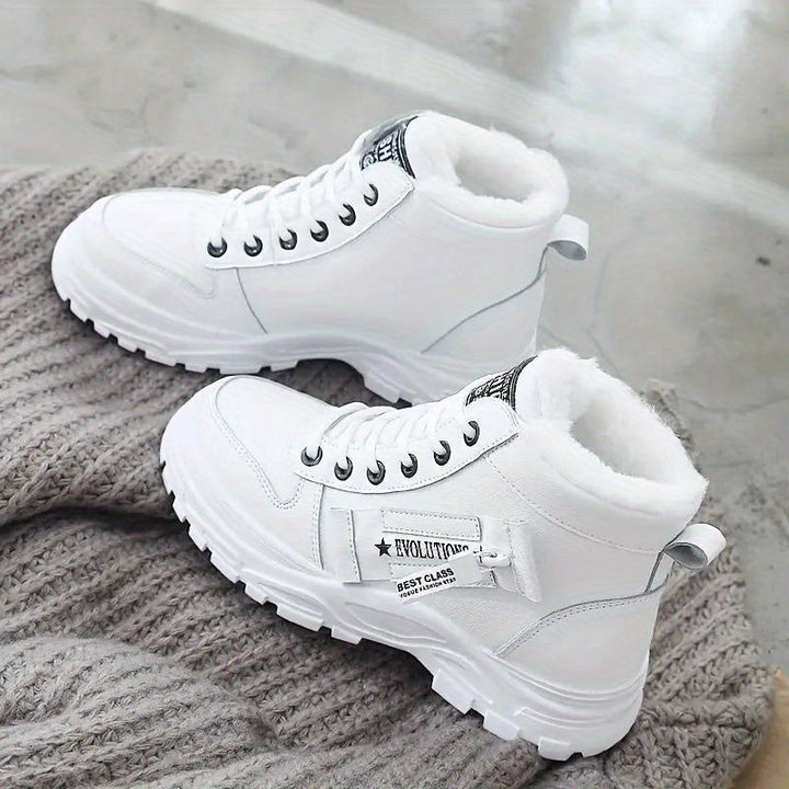 Drune | Winter Stiefeletten in Weiß mit Kunstfell aus veganem Leder für Damen - Ideal für Winter und Alltag