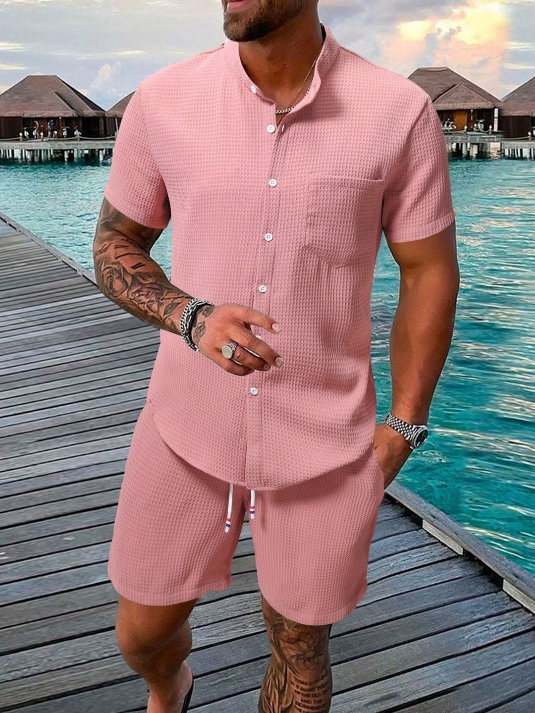 Drune | Ärmelshirt Und Shorts Satz Für Männer