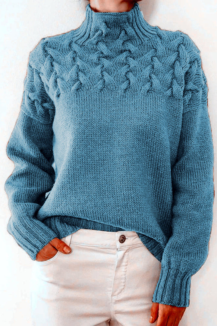 Drune | Lässiger Einfarbiger Strickpullover mit Rollkragen - 11 Farben