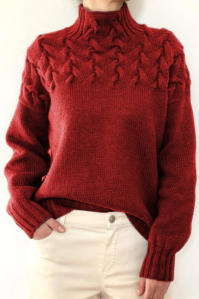 Drune | Lässiger Einfarbiger Strickpullover mit Rollkragen - 11 Farben