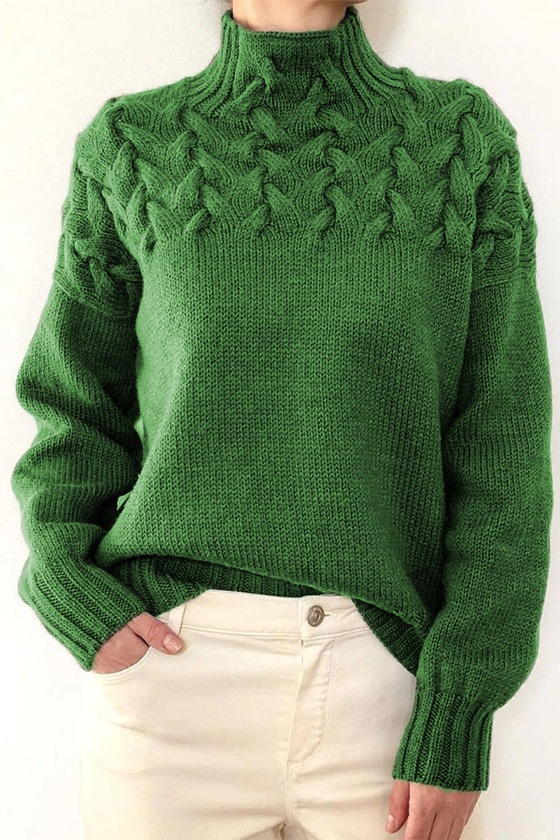 Drune | Lässiger Einfarbiger Strickpullover mit Rollkragen - 11 Farben