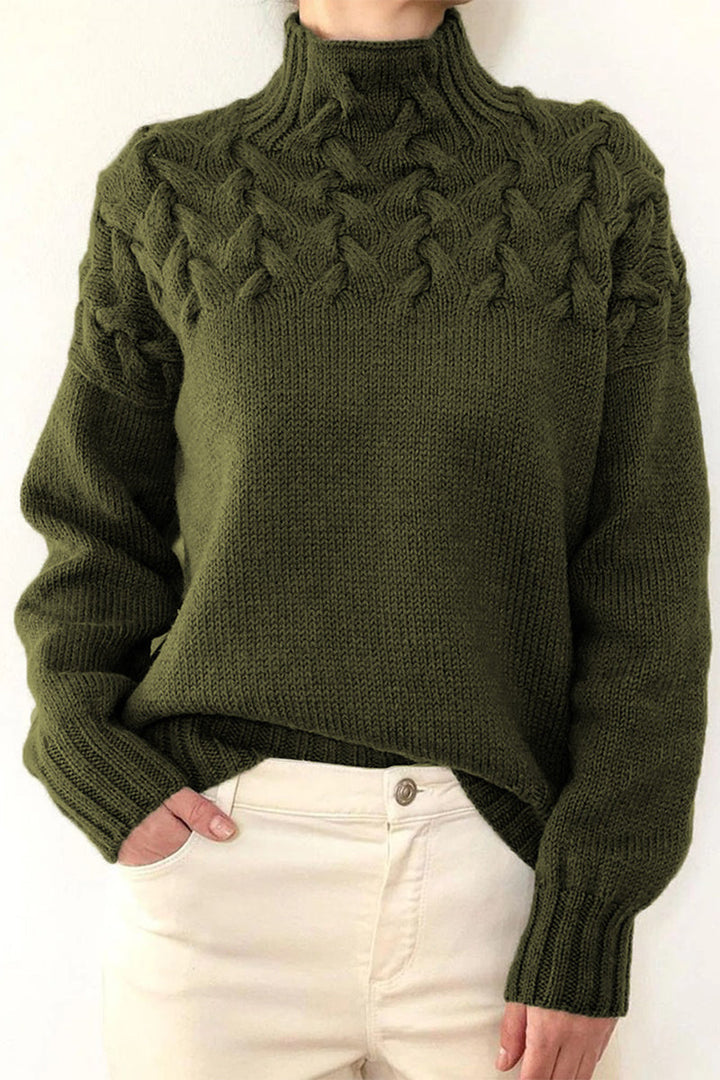 Drune | Lässiger Einfarbiger Strickpullover mit Rollkragen - 11 Farben