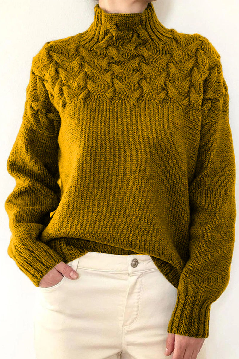 Drune | Lässiger Einfarbiger Strickpullover mit Rollkragen - 11 Farben