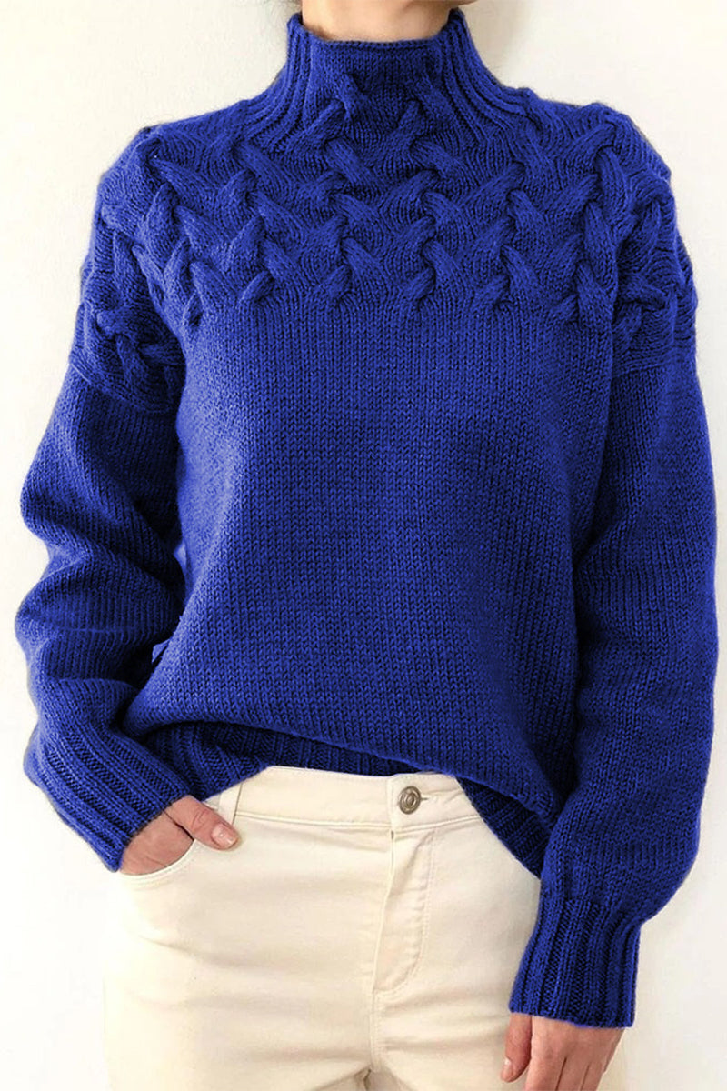 Drune | Lässiger Einfarbiger Strickpullover mit Rollkragen - 11 Farben