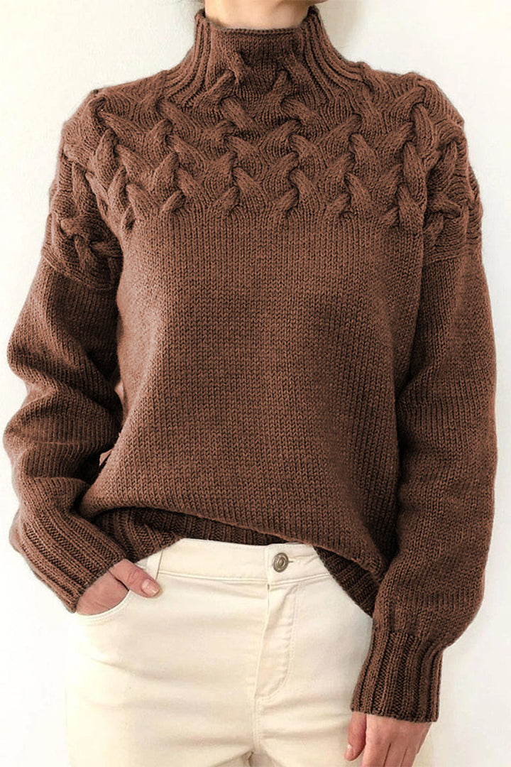 Drune | Lässiger Einfarbiger Strickpullover mit Rollkragen - 11 Farben