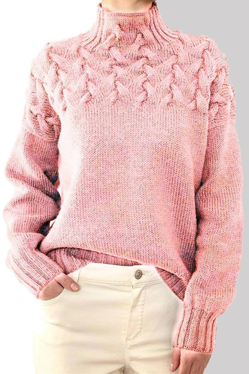 Drune | Lässiger Einfarbiger Strickpullover mit Rollkragen - 11 Farben
