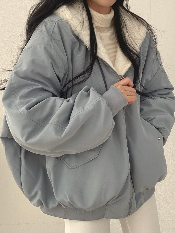 Drune | Oversize Schwarze Fleecejacke mit Kapuze