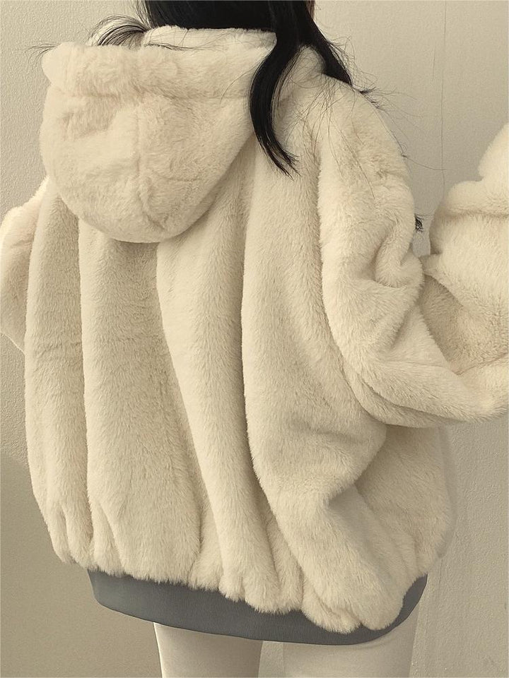 Drune | Oversize Schwarze Fleecejacke mit Kapuze