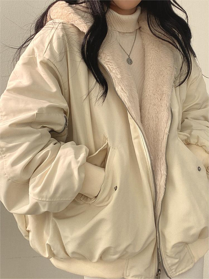Drune | Oversize Schwarze Fleecejacke mit Kapuze