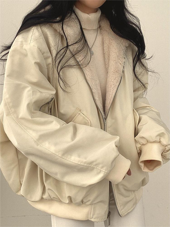 Drune | Oversize Schwarze Fleecejacke mit Kapuze