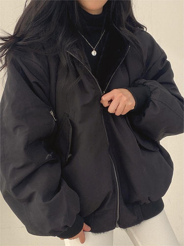 Drune | Oversize Schwarze Fleecejacke mit Kapuze