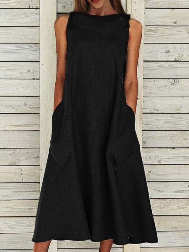 Damen luftiges Maxikleid mit praktischen Seitentaschen Drune