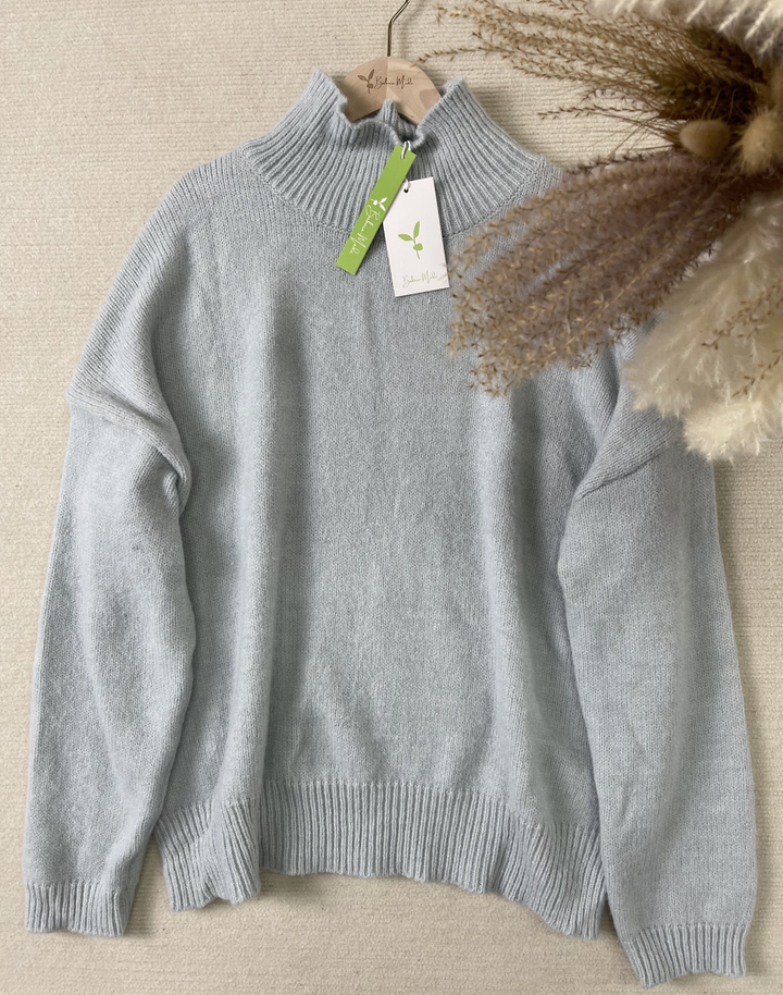 Drune | Auffälliger Einfarbiger Pullover mit Hohem Ausschnitt