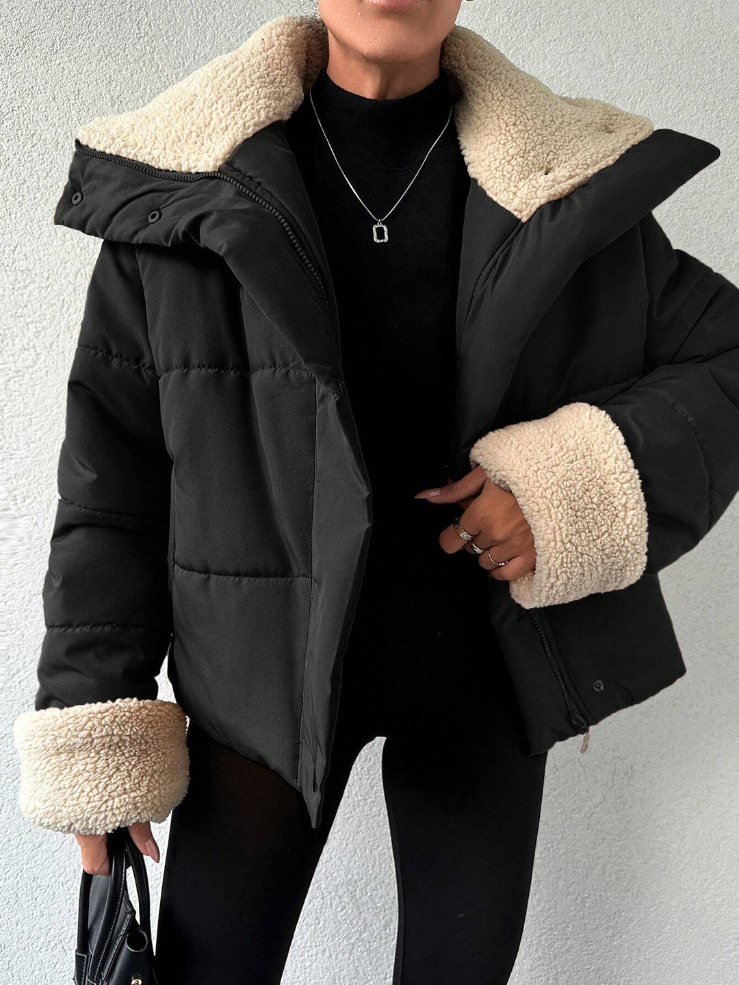 Drune | Pufferjacke - Kunstfellbesatz - Winddichtes Polyestergewebe - Lässige Winterkleidung