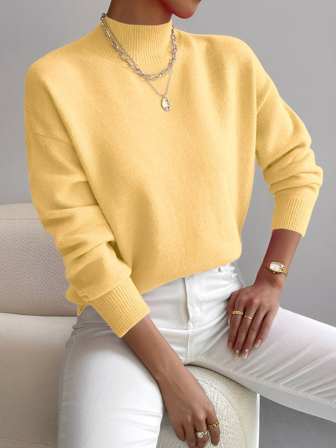 Drune | Eleganter Damenpullover mit Stehkragen