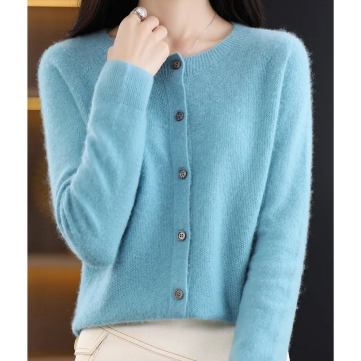 Drune | Strickjacke mit O-Ausschnitt aus reiner Merinowoll