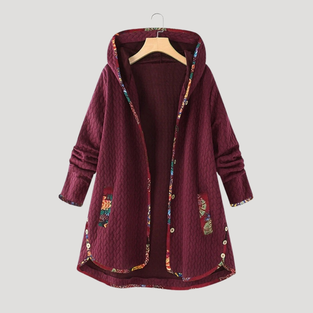 Drune | Damen Wintermantel Fleece Kapuzen langes Jacket