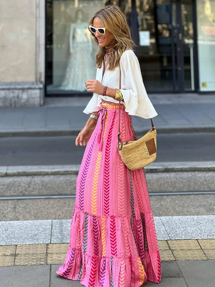 Drune | Boho Rock Mit Elastischem Bund Damen