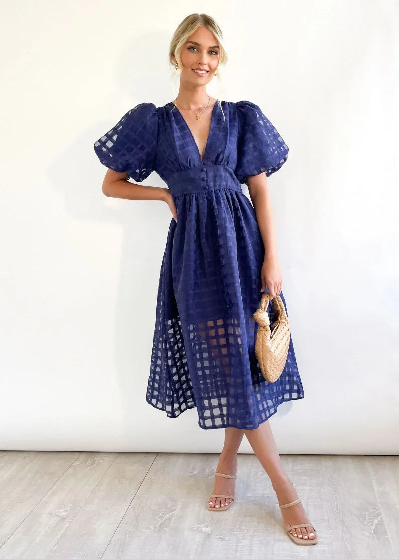 Drune | Puffärmel Midi-Kleid